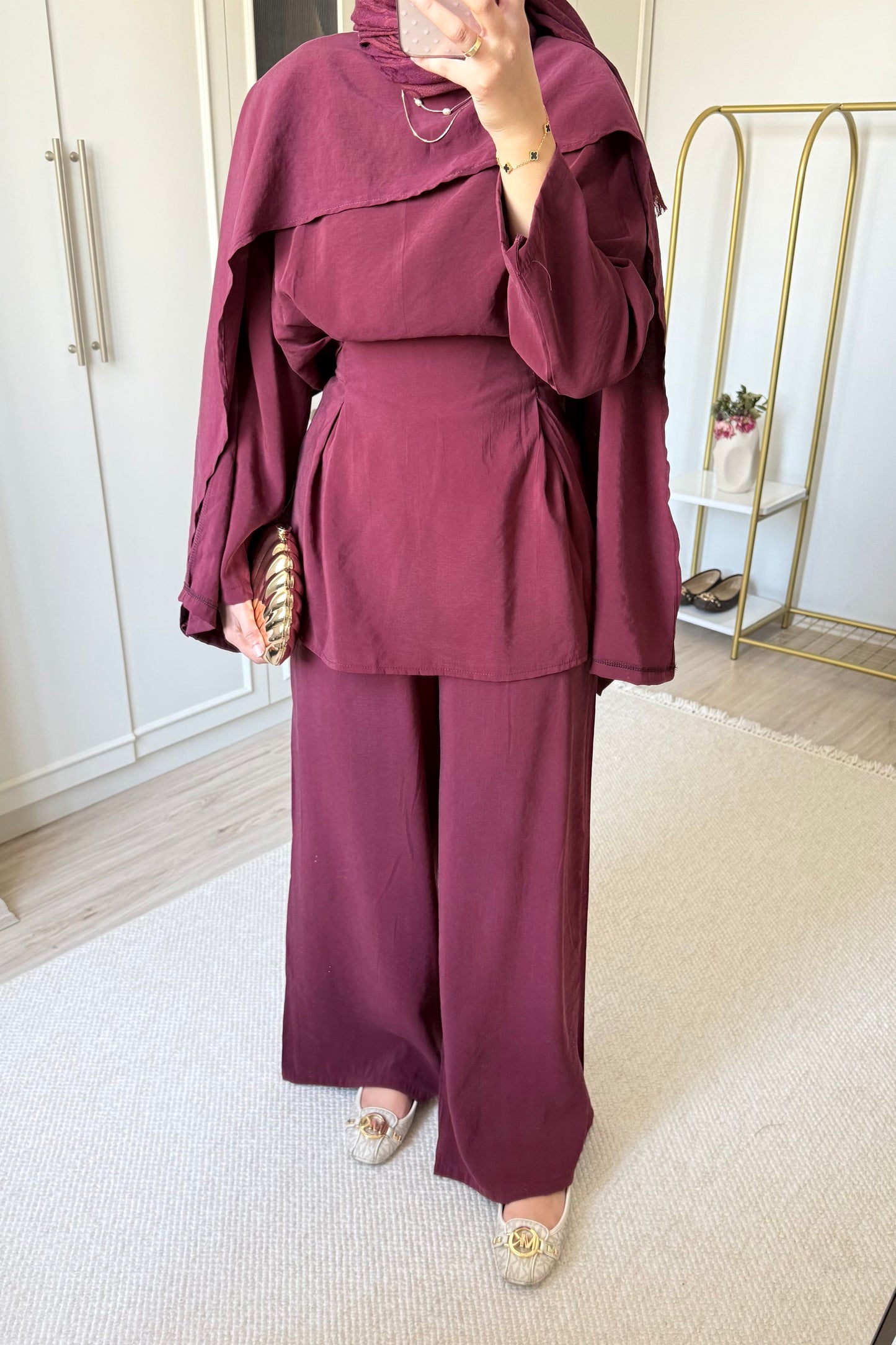 Pelerin takım - bordo