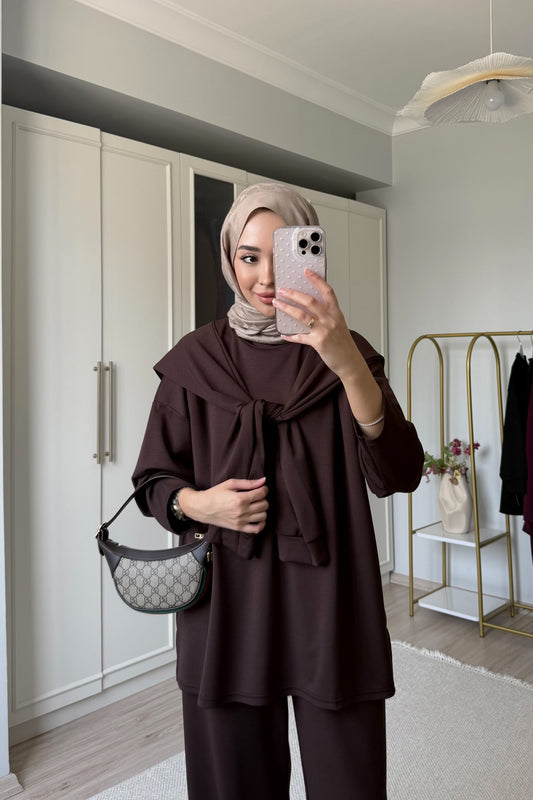 Şallı oysh* takım - kahverengi