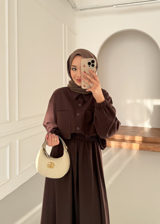 Vanessi Etekli Takım - kahverengi