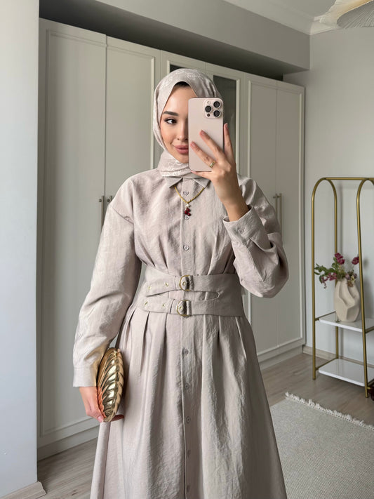 Kemerli elbise - taş