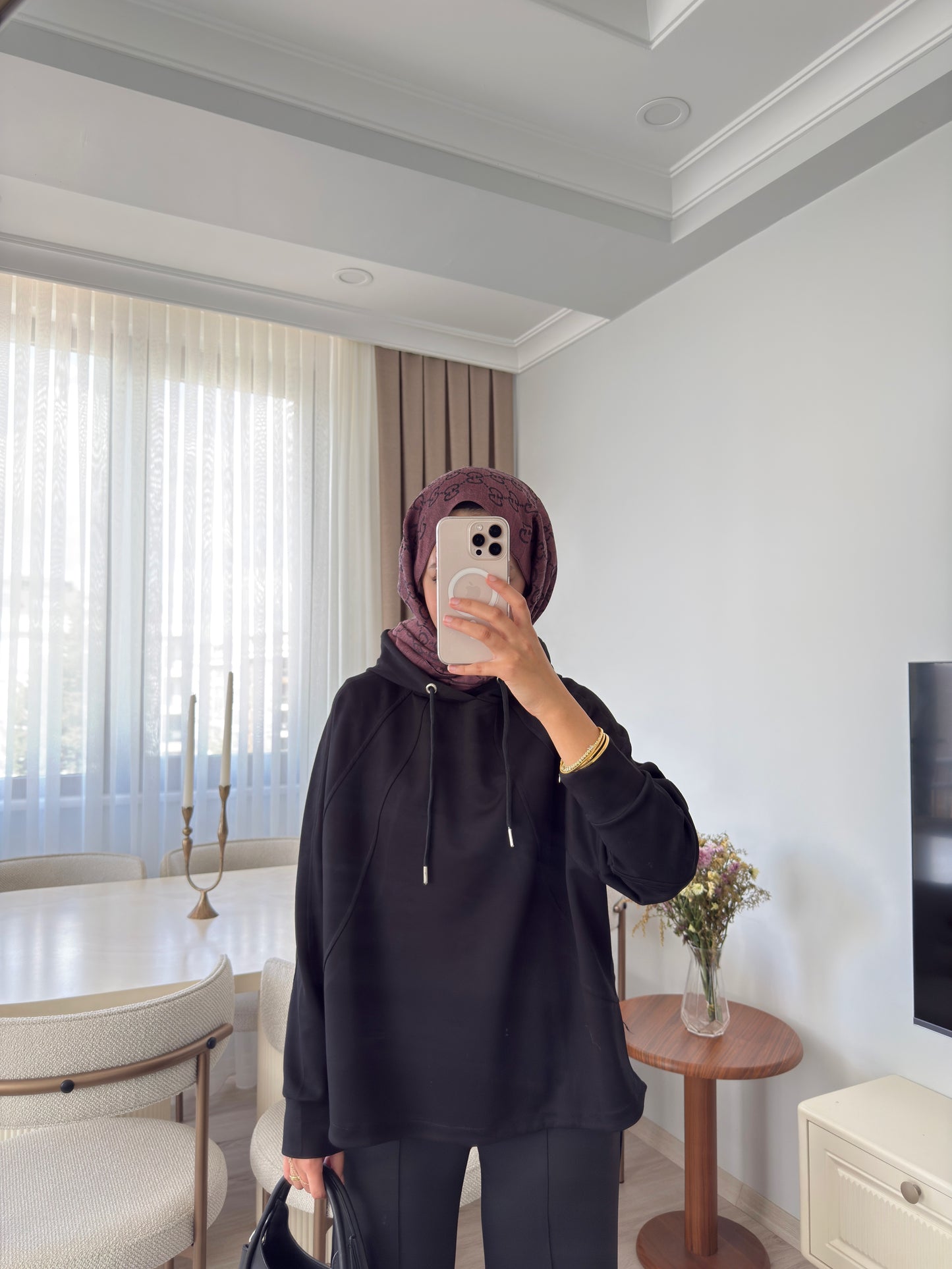 Biyeli Sweatshirt - SİYAH