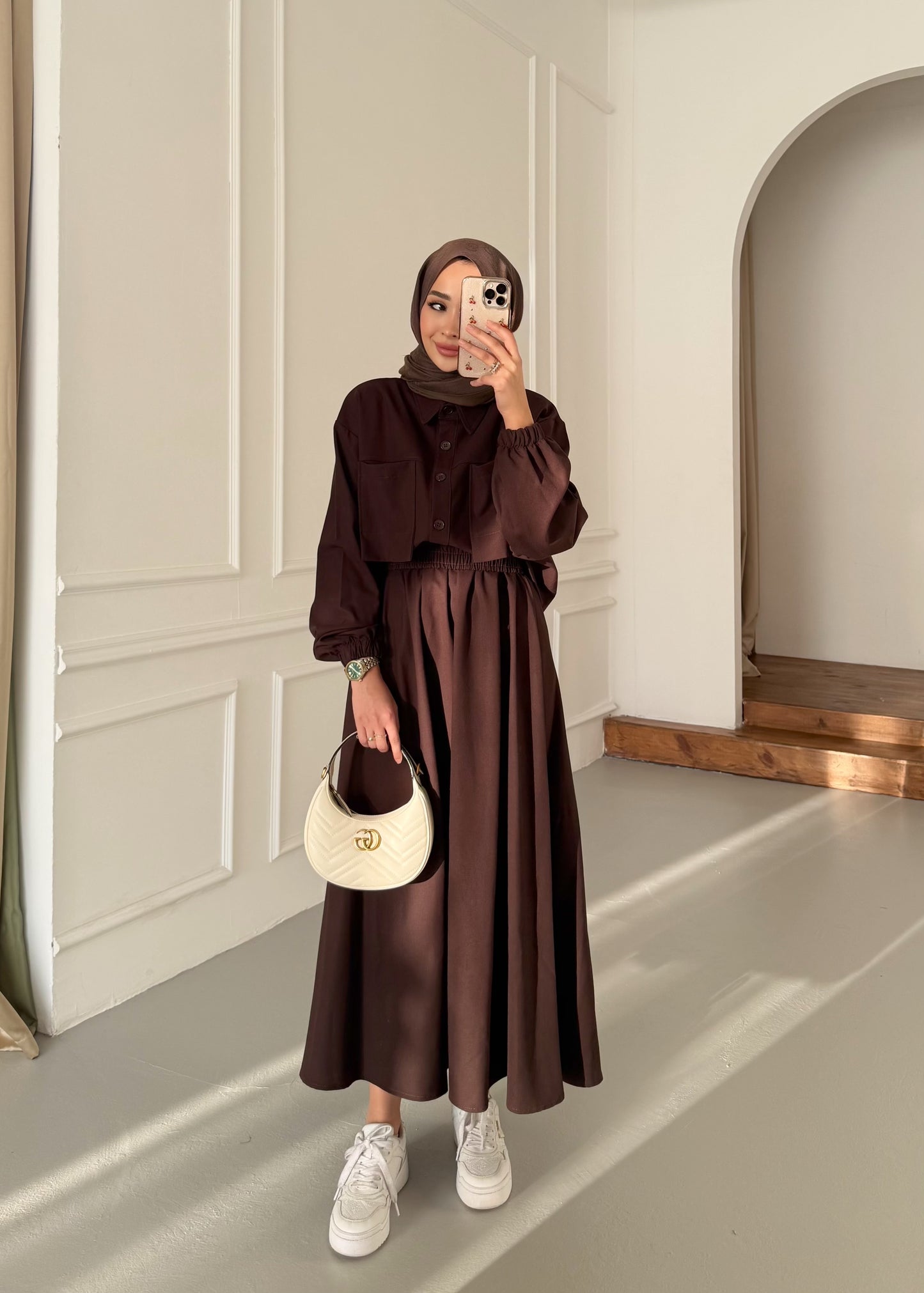 Vanessi Etekli Takım - kahverengi