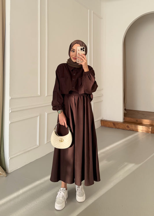 Vanessi Etekli Takım - kahverengi