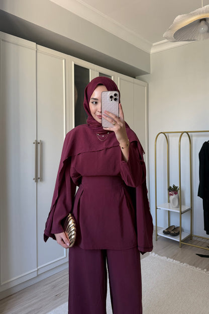 Pelerin takım - bordo