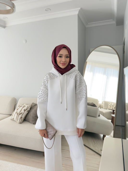 Shine Sweatshirt - BEYAZ