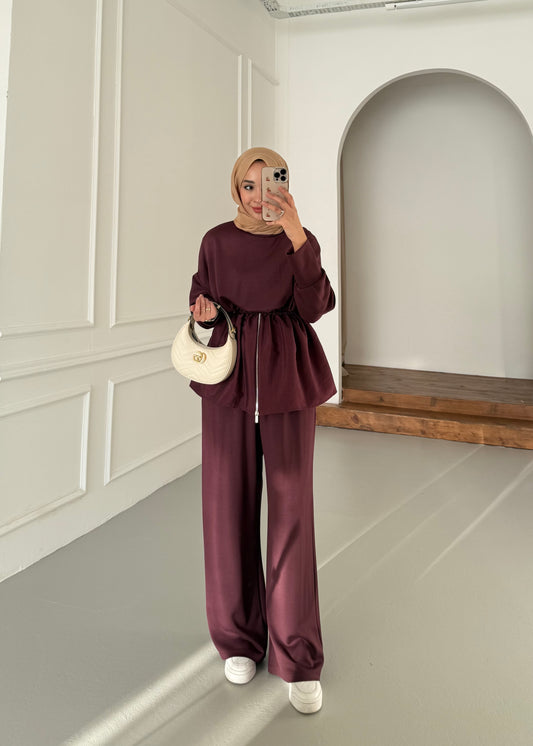 Rabys Yarım Fermuarlı Takım - bordo